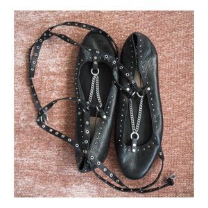 Lace Up Studded Ballet Flats by Dolce Vita